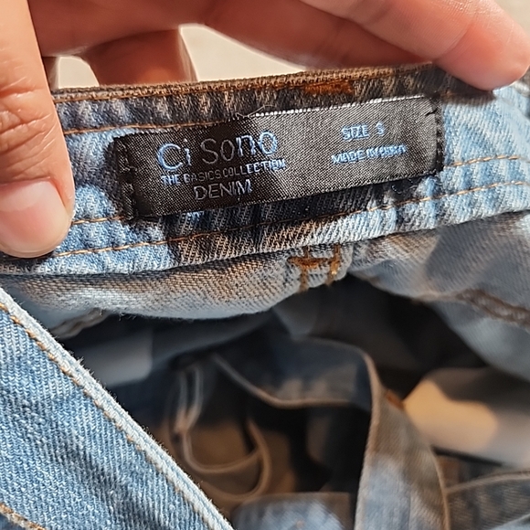 Ci Sono Womens Distressed Denim Overalls Size Small Light Wash Country Punk - Picture 8 of 11